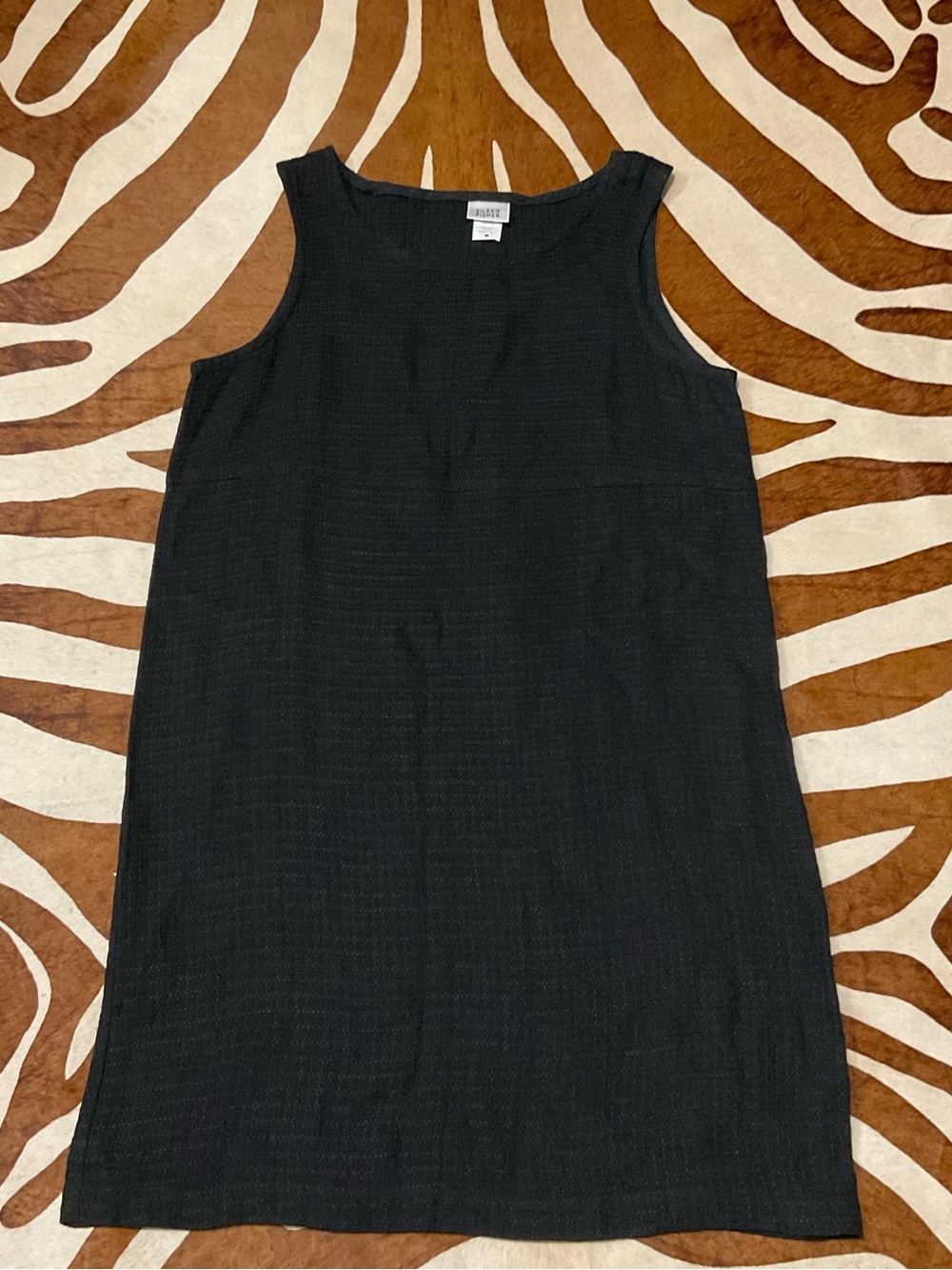 90s Eileen Fisher Puckered Textured Waffle Knit Jumper Dress Lagenlook Medium